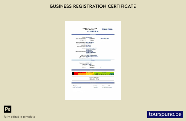 listo para imprimir plantilla de certificado de registro de los Países Bajos